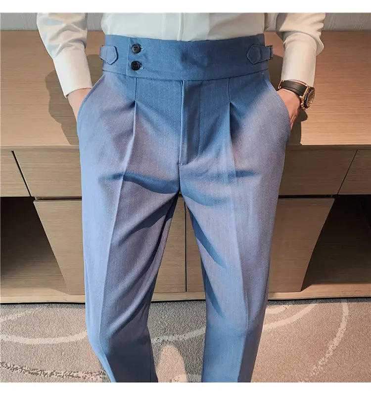 High-waisted Trousers Striped Casual Men