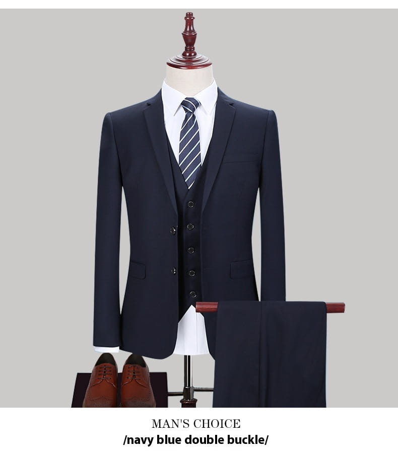 Dark Green Suit Suit Men’s Three-piece Suit Korean Slim Suit Business