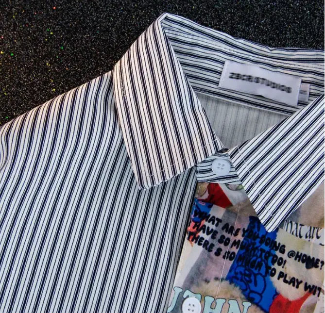 Bear Print Striped Shirt For Men And Women Niche