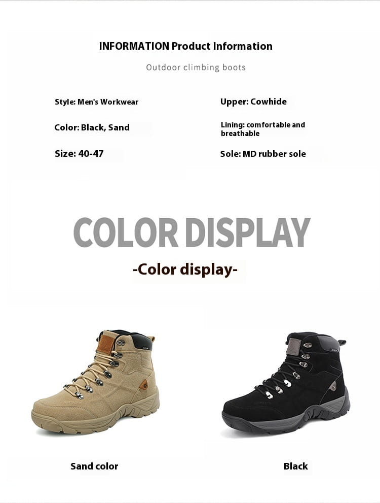 Men’s Middle High Top Autumn And Winter Mountaineering Plus Size Hiking Boots