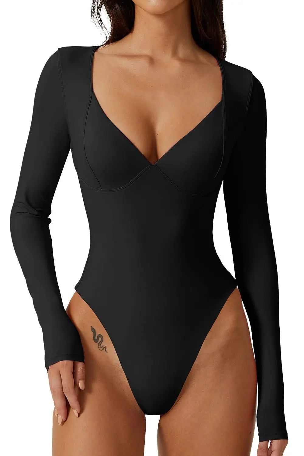 Women’s Short Sleeve Bodysuit V Neck Body Suits Seamed Cup Going Out Tops Shirt