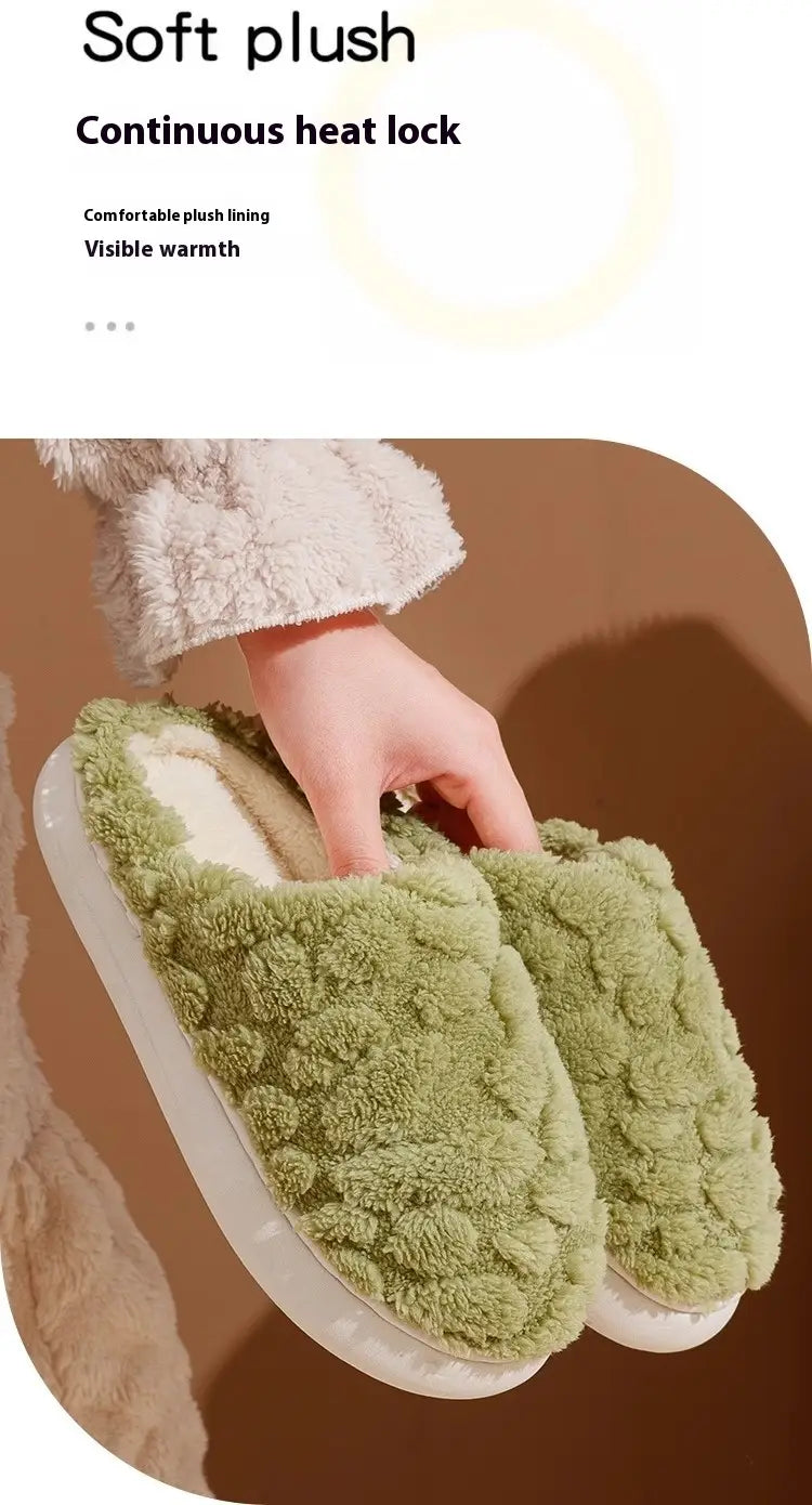 Home Fuzzy Slipper Unisex Cartoon Winter Plush Slipper Anti-Skid Soft Soled Cotton Shoes Comfy Outdoor Couple Slippers
