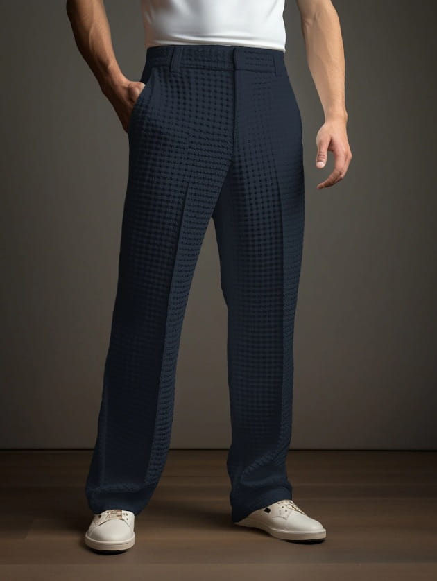 Casual Versatile Business Straight Men’s Fashion Waffle Suit Pants