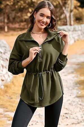 Women’s Super Plus Size Sweatshirt Half Zipper Drawstring
