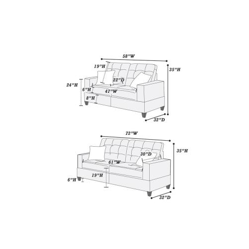 Living Room Furniture 2pc Sofa Set