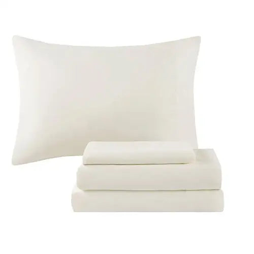12 Piece Comforter Set With Cotton Bed Sheets Silver Queen - Silver - 5