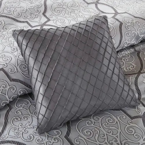 12 Piece Comforter Set With Cotton Bed Sheets Silver Queen - Silver - 5