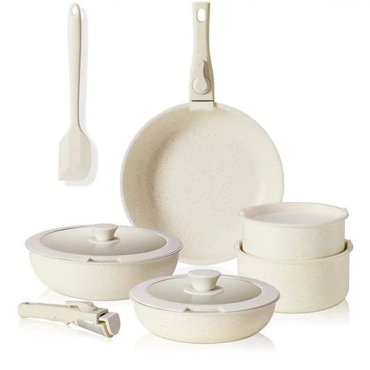 12 POTS And Pans Set Non-stick Kitchen Cookware Set - White - 5