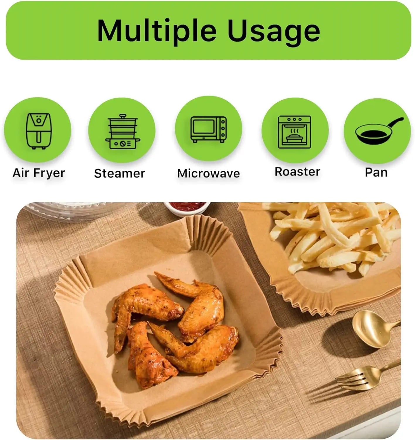 Fifty pieces Air Fryer Liner Baking Disposable Air Fryer Parchment Paper Multipurpose Oil-absorbing Paper Tray