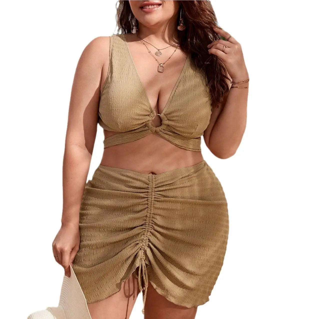 Women’s Polyester Solid Color Loose Swimsuit Suit
