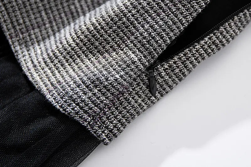 Houndstooth skirt with zipper in New Women’s Belts Show Thin and Elegant Pleated Mesh Skirt