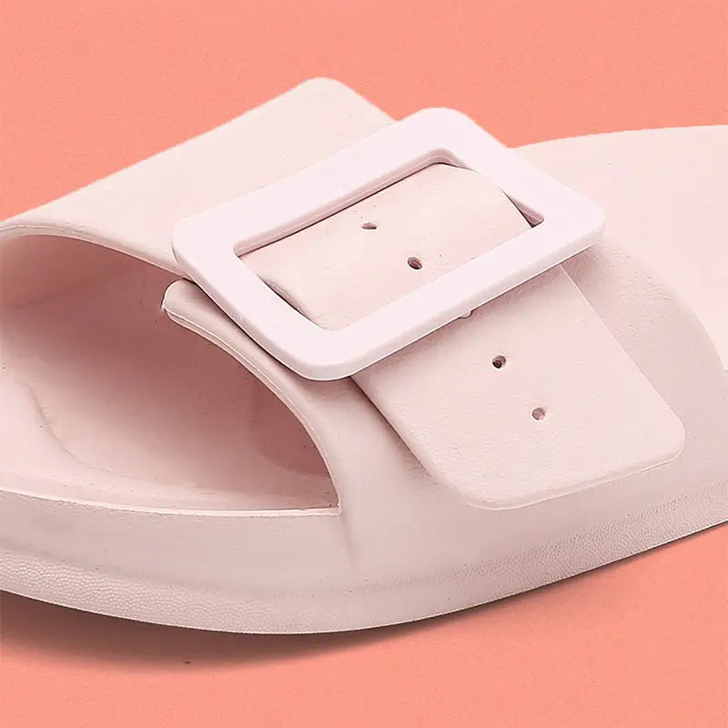 Solid Buckle Home Slippers Summer Non-slip Floor Bathroom Slipper Women Garden House Shoes