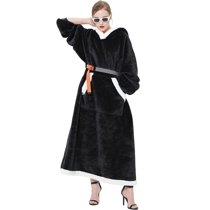 Winter Hoodie Blanket With Button Design Warm Home Clothes Women Men Oversized Pullover
