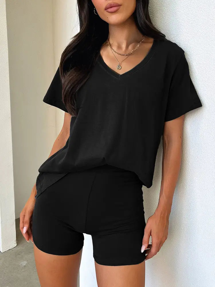 V-neck Casual Temperament Pure Color Fashion Suit