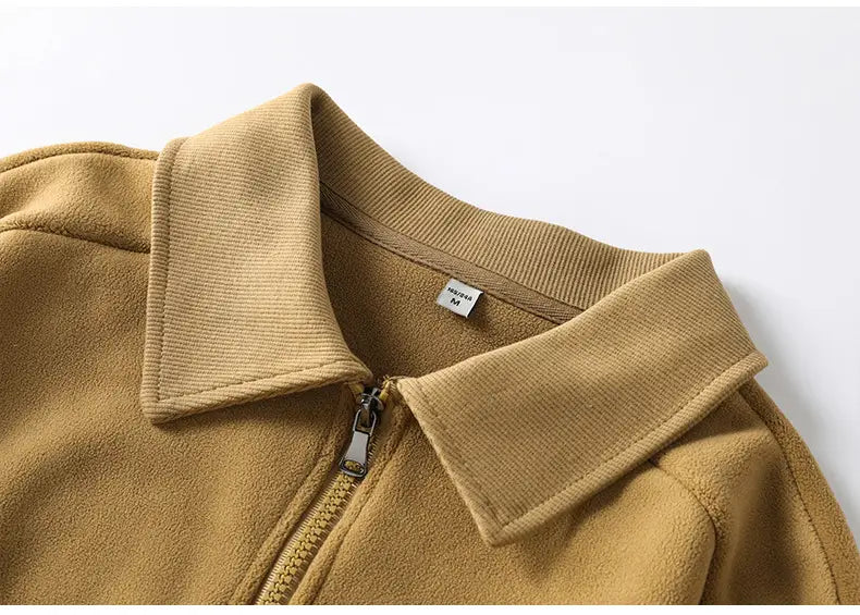 Fashion Lapel Half-zip Sweatshirt Winter Warm Fleece Long Sleeve Top Men’s Clothing