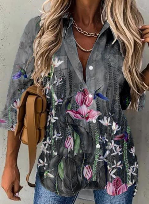 Long-sleeved Lapel Ladies Shirts Foreign Trade Women’s Clothing