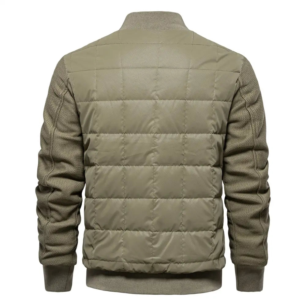 Fashion Stitching Coat Winter Personality Stand Collar Zipper Jacket Men’s Clothing