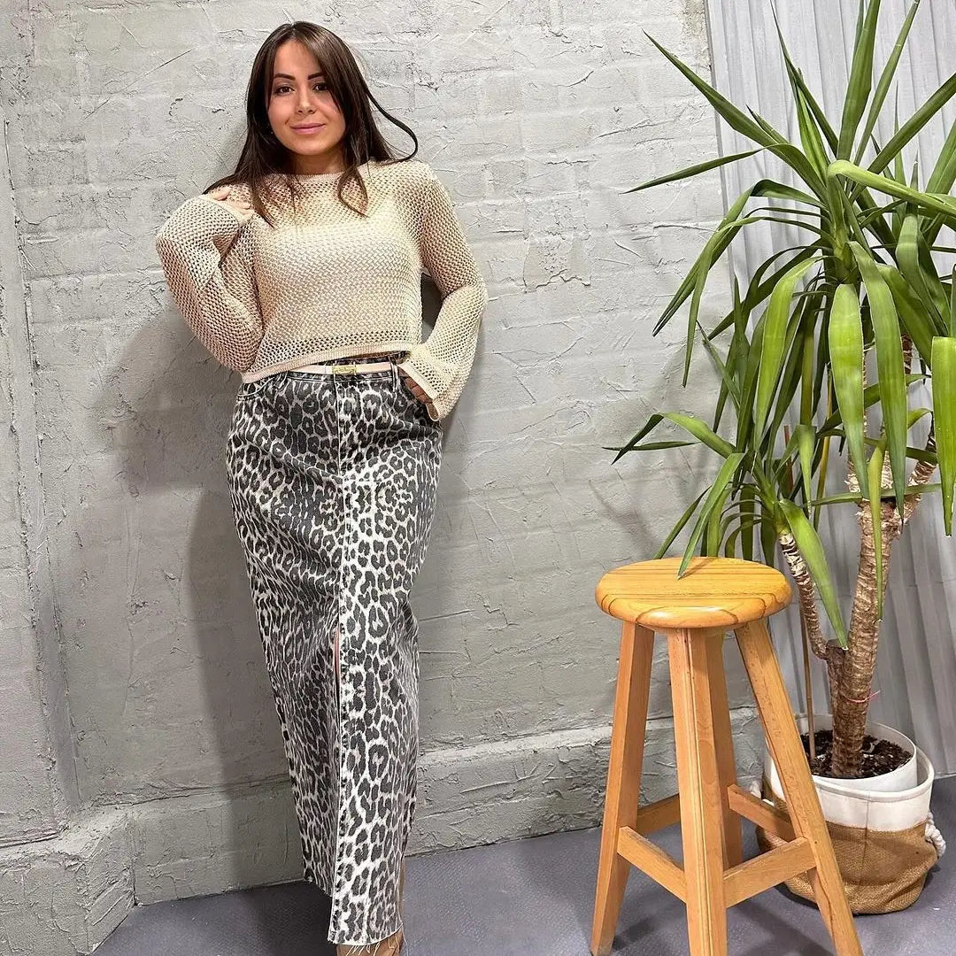 Women’s Leopard Print Straight Ankle-length Skirt