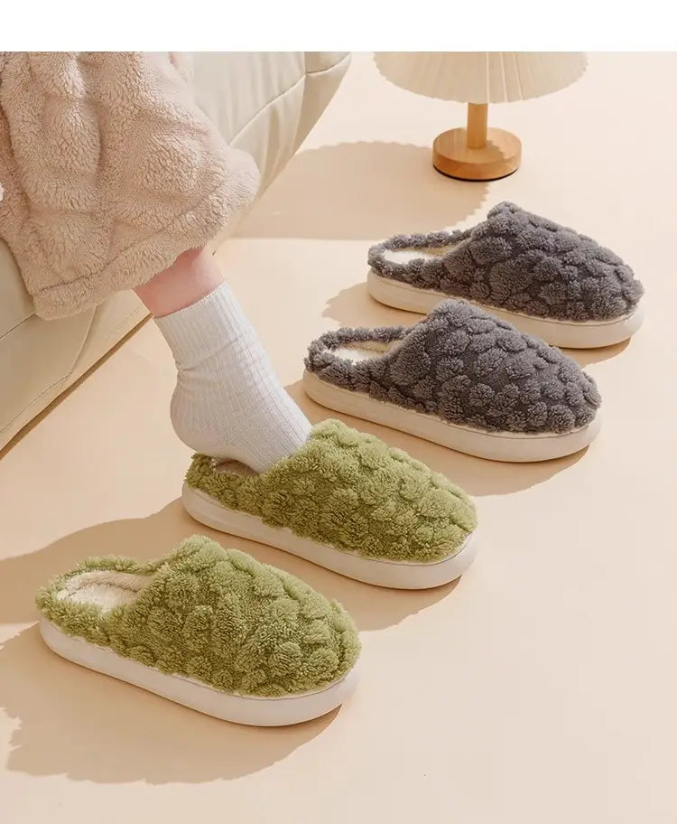 Home Fuzzy Slipper Unisex Cartoon Winter Plush Slipper Anti-Skid Soft Soled Cotton Shoes Comfy Outdoor Couple Slippers