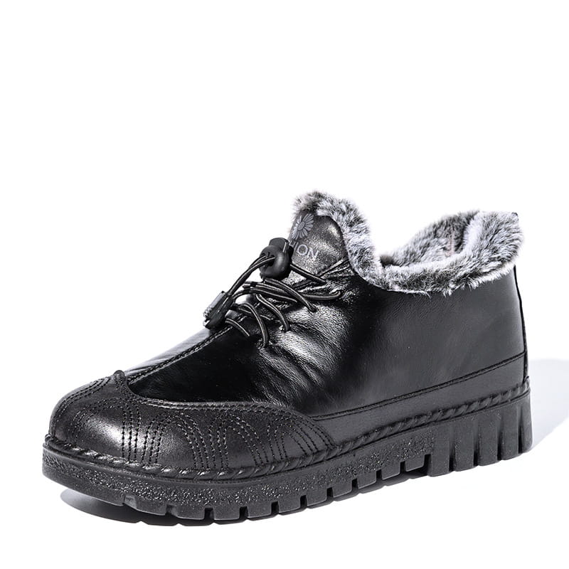 Warm and fleece leather cotton boots