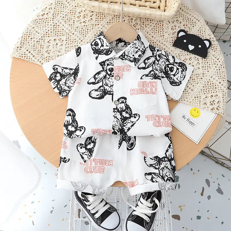 Baby Lapel Short Sleeve Shirt Suit Kids Lightweight Children’s Clothing