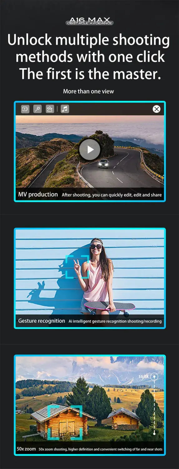 A16 Drone Optical Flow Three Camera Photography UAV Four Axis Aircraft Obstacle Avoidance And Remote Control Aircraft