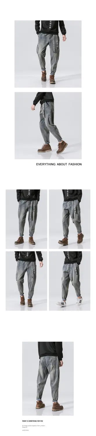 Retro Loose Denim Trousers Fashion Plus Size Men