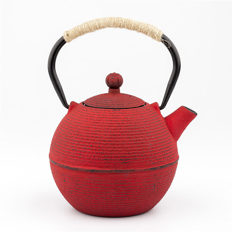 Red And Yellow Iron Kettle 680ml 0.7 Liter Iron Kettle Restaurant Hotel Fashion Tea Set