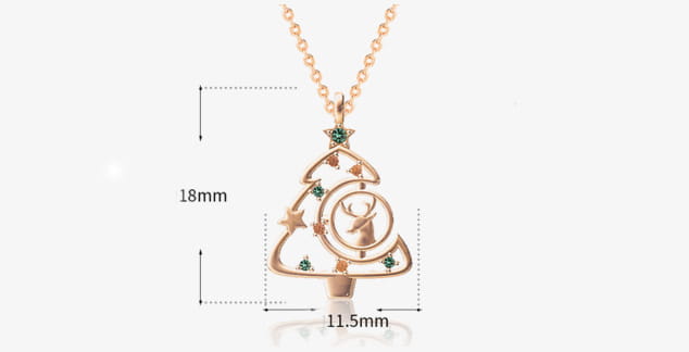 S925 Elk Christmas Tree Necklace Fashion Ins Style Zircon Clavicle Chain Women’s Jewelry