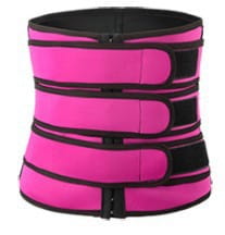 Pink waist trainer featured in The Sports Tuck Belts with adjustable buckle rows.