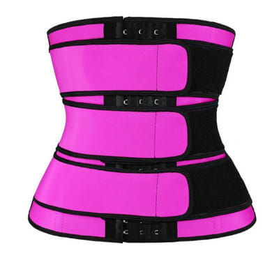 Adjustable Pink and Black Waist Trainer from The Sports Tuck Belts with Three Rows of Buckles