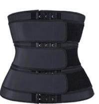 Black triple-belt waist trainer featured in The Sports Tuck Belts with adjustable straps.