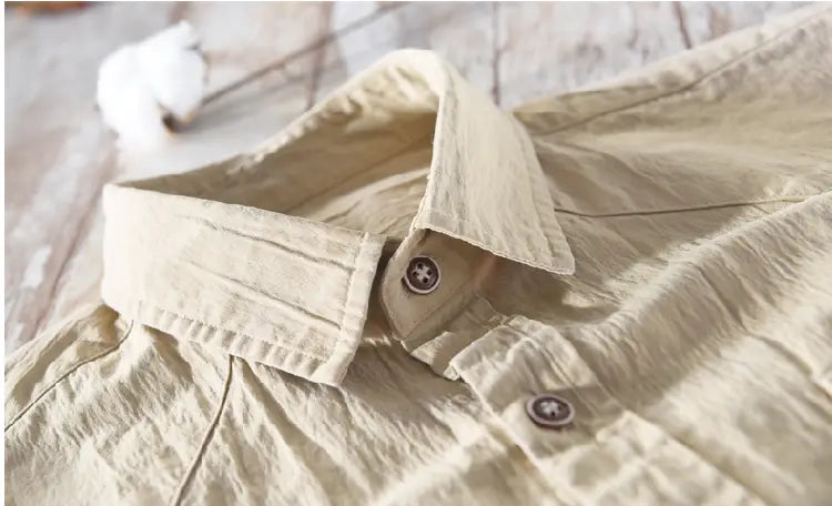 Pure Cotton Long-sleeved Shirt Korean Casual Slim Army Green Shirt Men