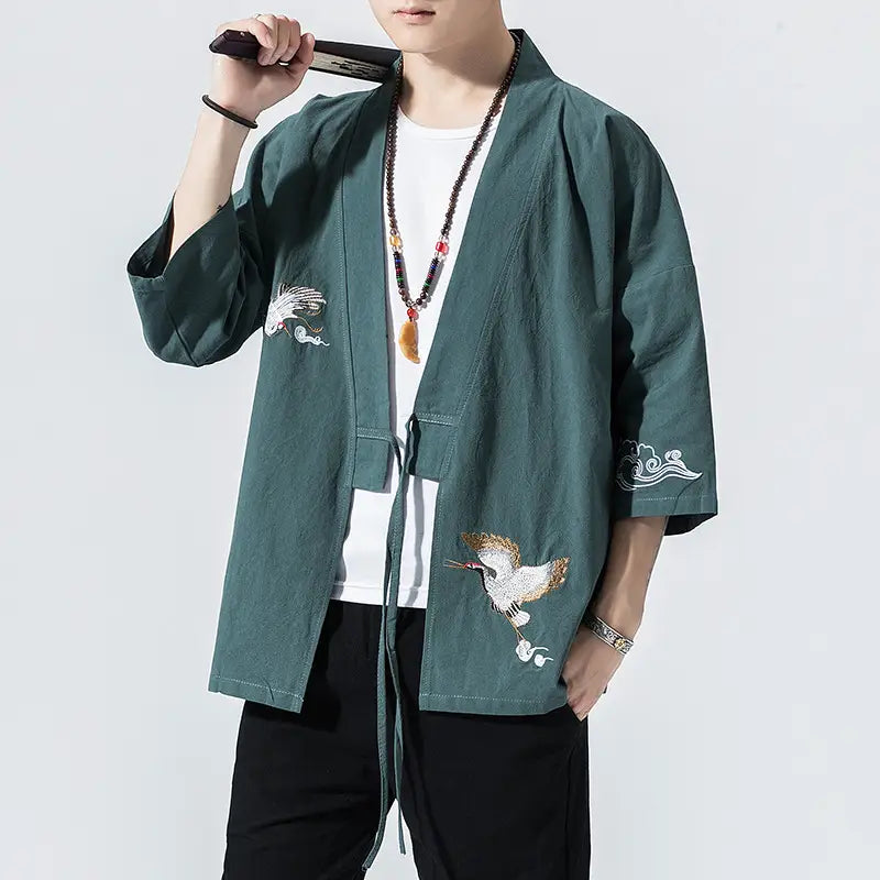 Kimono Cardigan Men Japanese Kimono Traditional Beach Thin Holiday