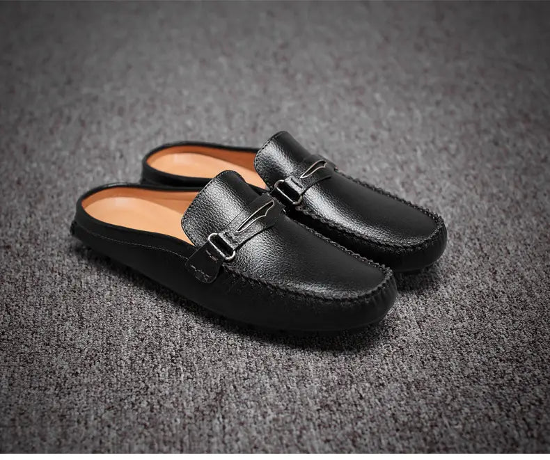 Men’s Slippers Men’s Trendy Summer Leather Half-Support Men