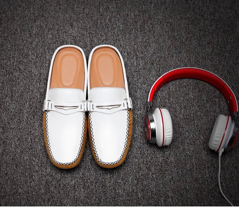 Men’s Slippers Men’s Trendy Summer Leather Half-Support Men