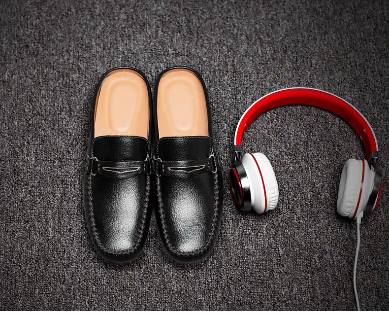 Men’s Slippers Men’s Trendy Summer Leather Half-Support Men