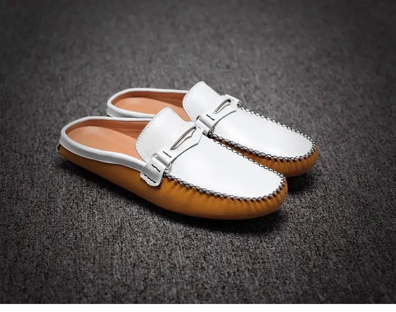 Men’s Slippers Men’s Trendy Summer Leather Half-Support Men