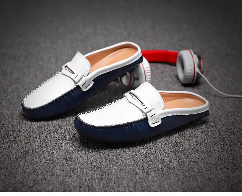 Men’s Slippers Men’s Trendy Summer Leather Half-Support Men
