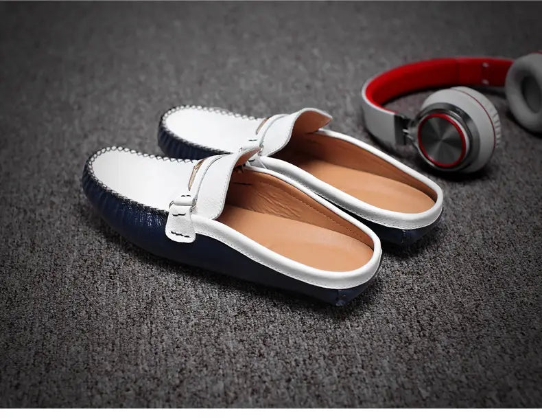 Men’s Slippers Men’s Trendy Summer Leather Half-Support Men