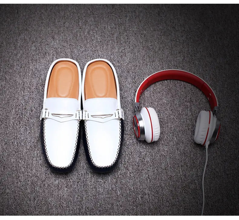Men’s Slippers Men’s Trendy Summer Leather Half-Support Men