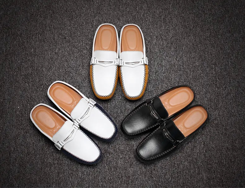 Men’s Slippers Men’s Trendy Summer Leather Half-Support Men