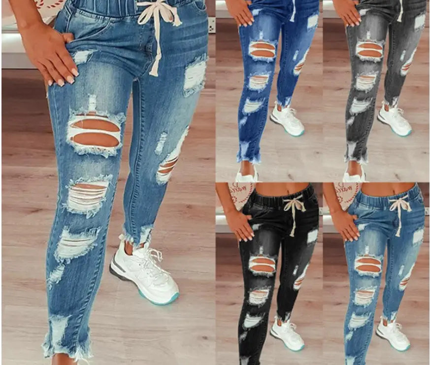 European And American Women’S Jeans Slim Slimming Women’S Jeans Trousers