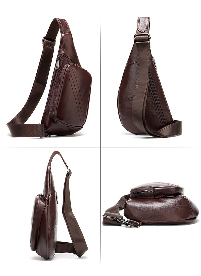 New Trend Leather Chest Bag Fashion Half-Moon Triangle Shoulder Bag Retro Messenger Bag Men’s Bags