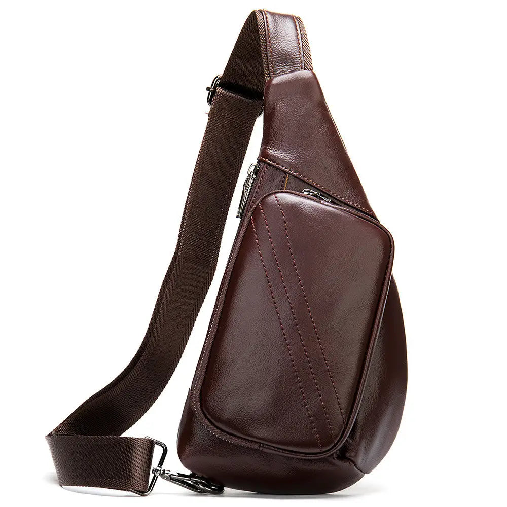 New Trend Leather Chest Bag Fashion Half-Moon Triangle Shoulder Bag Retro Messenger Bag Men’s Bags