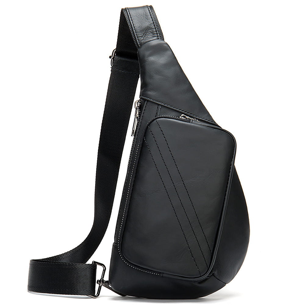 New Trend Leather Chest Bag Fashion Half-Moon Triangle Shoulder Bag Retro Messenger Bag Men’s Bags