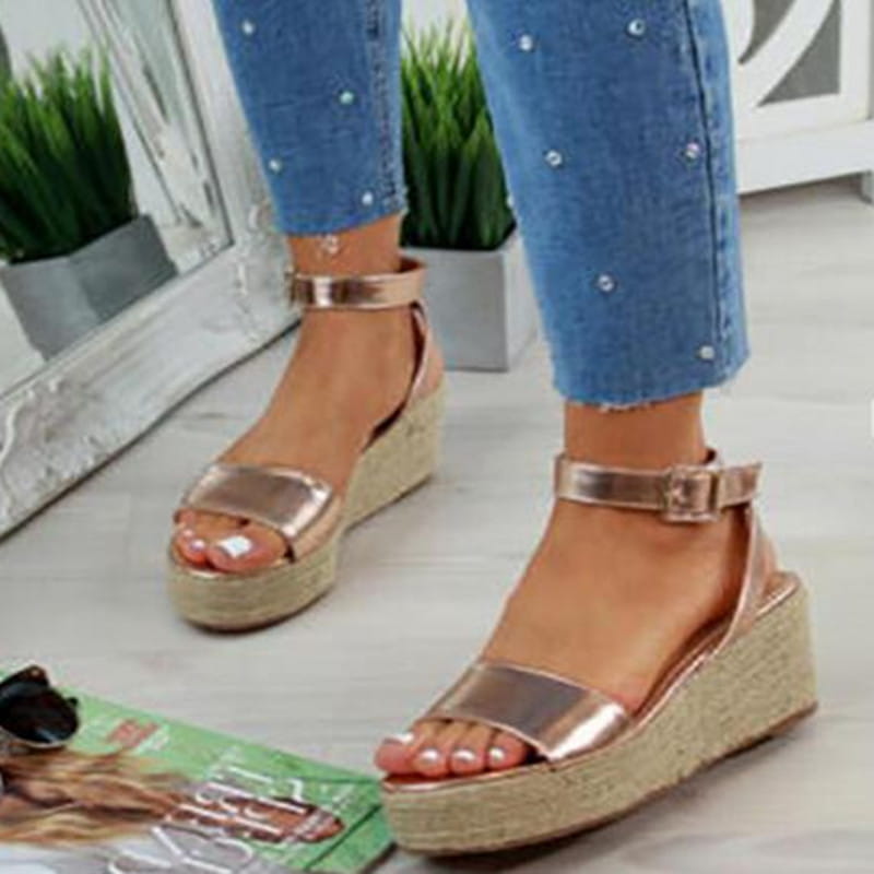 Large Size Buckle Shoes Flat Hemp Rope Ladies Sandals