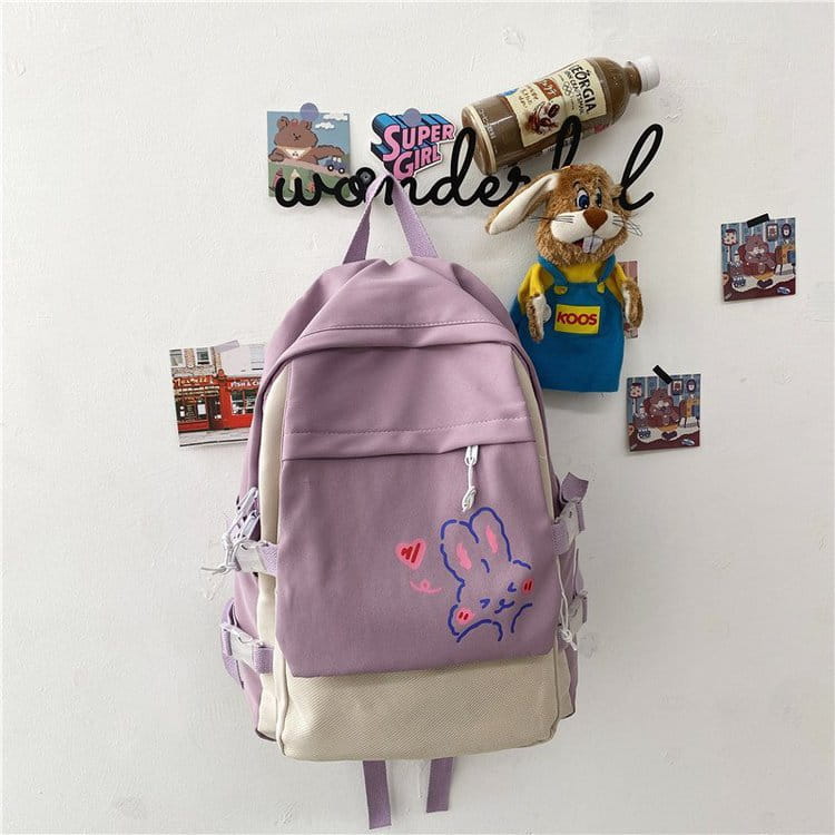 Kawaii Nylon Women Backpack School Bags For Girls Travel Backpack New Fashion Rabbit Print BackpacksTeen Girls Mochila