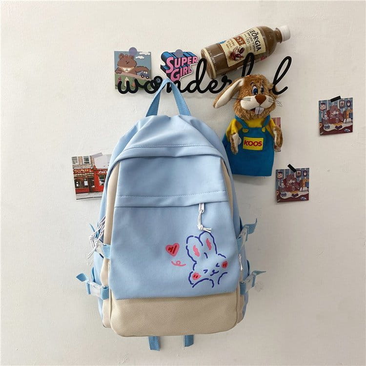 Kawaii Nylon Women Backpack School Bags For Girls Travel Backpack New Fashion Rabbit Print BackpacksTeen Girls Mochila