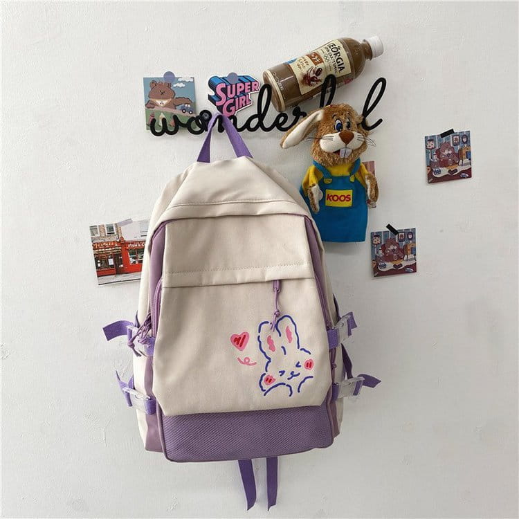 Kawaii Nylon Women Backpack School Bags For Girls Travel Backpack New Fashion Rabbit Print BackpacksTeen Girls Mochila